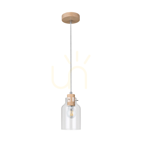 Verifica Lampa suspendată Allexa, stejar uleiat, 1xE27, Ø10 cm