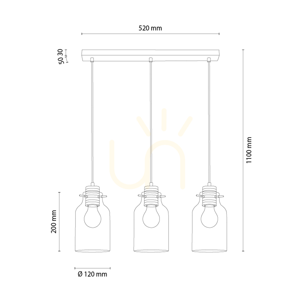Vedere Lampa suspendată Allexa, stejar tratat cu ulei, 3xE27, 52 cm Lampa suspendată Allexa, stejar tratat cu ulei, 3xE27, 52 cm