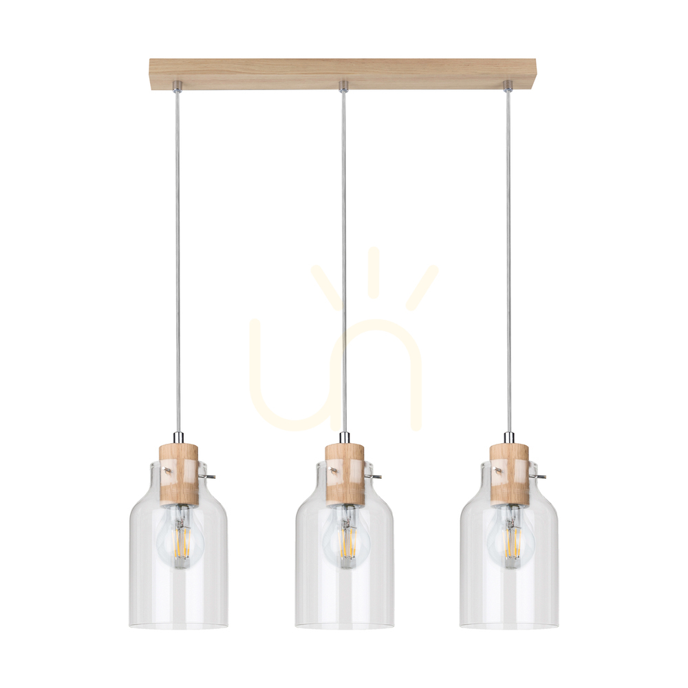 Verifica Lampa suspendată Allexa, stejar tratat cu ulei, 3xE27, 52 cm Lampa suspendată Allexa, stejar tratat cu ulei, 3xE27, 52 cm