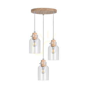 Lampa suspendată Allexa, stejar uleiat, 3xE27, Ø30 cm small 0