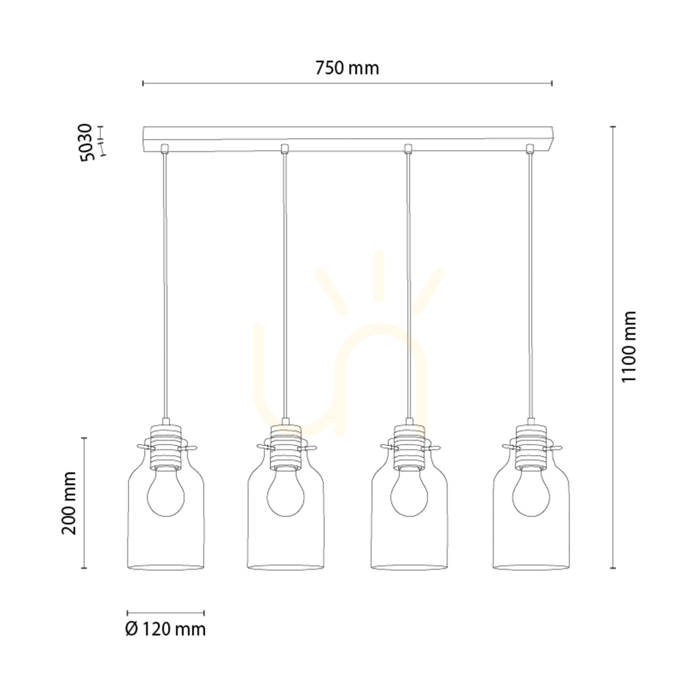 previzualizare Lampa suspendată Allexa, stejar uleiat, 4xE27, 75 cm Lampa suspendată Allexa, stejar uleiat, 4xE27, 75 cm
