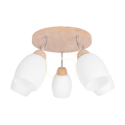 Verifica Lampa de tavan Skaja, stejar uleiat, 5xE27, Ø30 cm