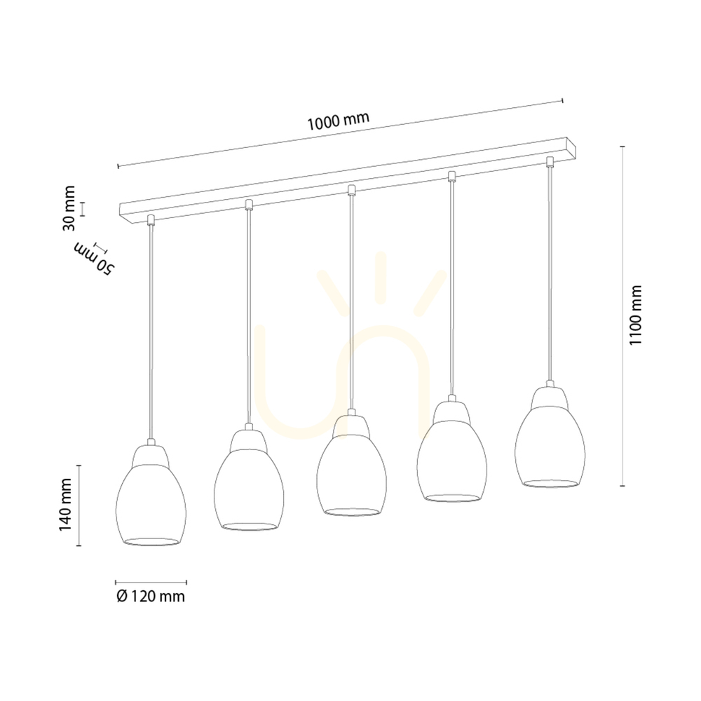 Vedere Lampa suspendată Skaja, stejar uleiat, 5xE27, 100 cm Lampa suspendată Skaja, stejar uleiat, 5xE27, 100 cm