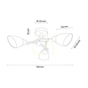 Lampa de tavan Oska, stejar uleiat, 3xE27, 70 cm small 2