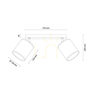 Lampa de tavan Canva, neagră cu abajur bej, 2xE27, 52 cm small 1