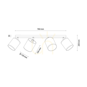 Lampa de tavan Canva, neagră cu abajur bej, 4xE27, 90 cm small 1