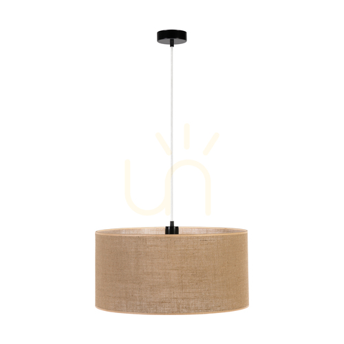Verifica Lampa suspendată Canva, neagră cu abajur bej, 1xE27, Ø50 cm