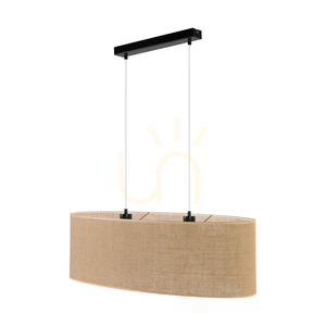 Lampa suspendată Canva, neagră cu abajur bej, 2xE27, 80 cm 0 Lampa suspendată Canva, neagră cu abajur bej, 2xE27, 80 cm small 0