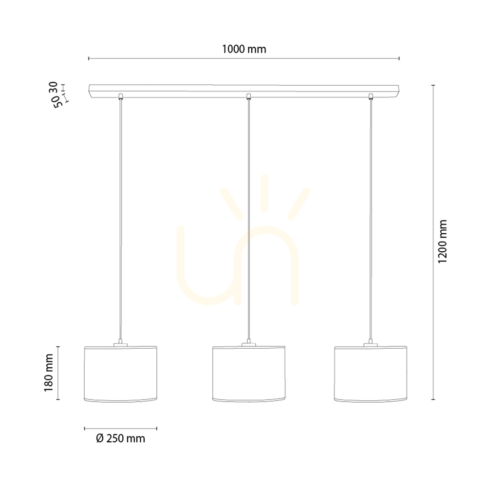 Vedere Lampă suspendată Canva, neagră cu abajur bej, 3xE27, 100 cm Lampă suspendată Canva, neagră cu abajur bej, 3xE27, 100 cm