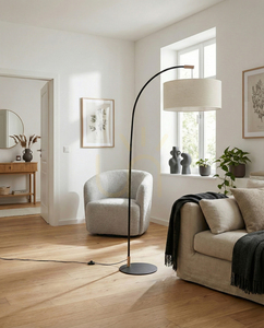 Lampa de podea Brindille, stejar uleiat/negru, abajur bej, 1xE27, 94 cm 1 Lampa de podea Brindille, stejar uleiat/negru, abajur bej, 1xE27, 94 cm small 1