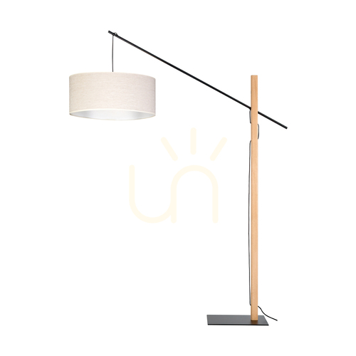 Verifica Lampa de podea Savra, stejar uleiat/negru, abajur bej, 1xE27, 160 cm