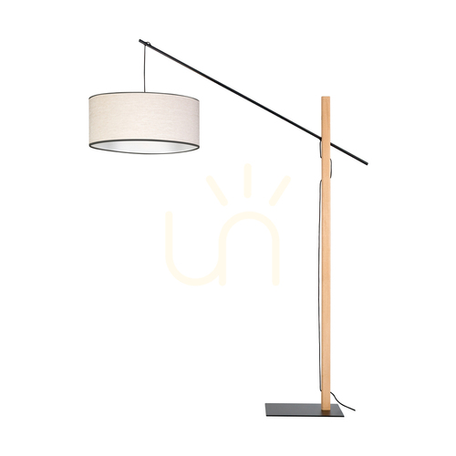 Verifica Lampa de podea Savra, stejar uleiat/negru, abajur bej-negru, 1xE27, 160 cm