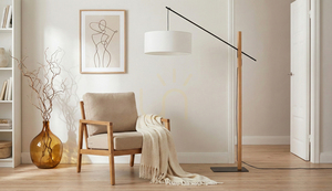 Lampa de podea Savra, stejar uleiat/negru, abajur alb, 1xE27, 160 cm 1 Lampa de podea Savra, stejar uleiat/negru, abajur alb, 1xE27, 160 cm small 1