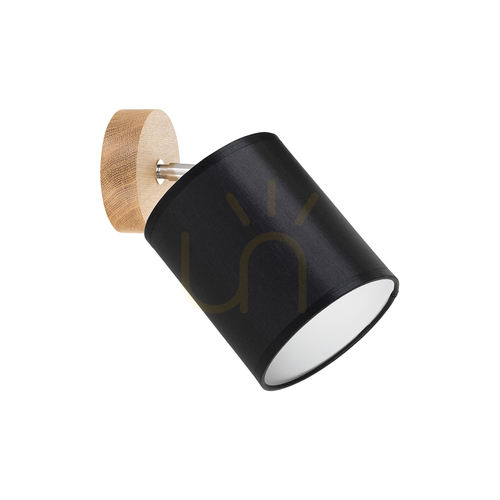 Verifica Aplică de perete Dreva, stejar uleiat, abajur negru, 1xE27, 25 cm
