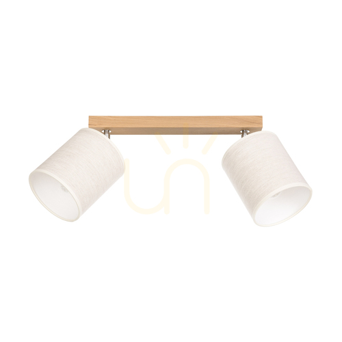 Verifica Lampa de tavan Dreva, stejar uleiat, abajur bej, 2xE27, 52 cm