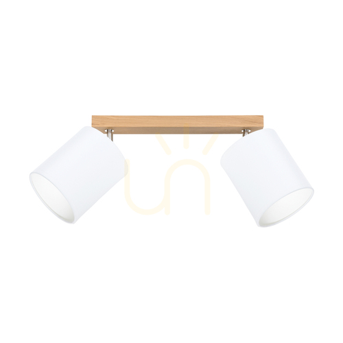 Verifica Lampa de tavan Dreva, stejar uleiat, abajur alb, 2xE27, 52 cm