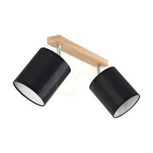 Lampa de tavan Dreva, stejar uleiat, abajur negru, 2xE27, 52 cm 0 Lampa de tavan Dreva, stejar uleiat, abajur negru, 2xE27, 52 cm small 0