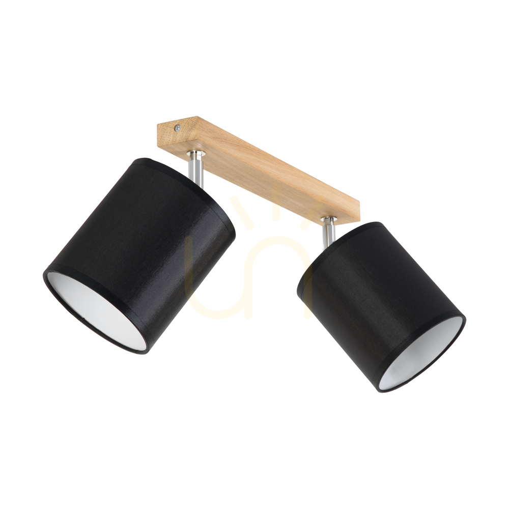 Verifica Lampa de tavan Dreva, stejar uleiat, abajur negru, 2xE27, 52 cm Lampa de tavan Dreva, stejar uleiat, abajur negru, 2xE27, 52 cm