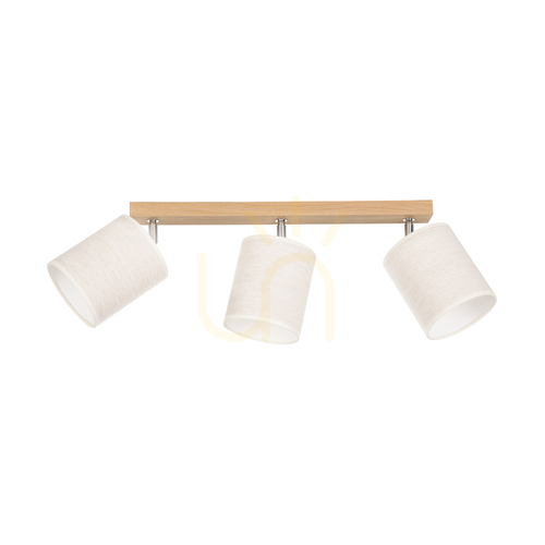 Verifica Lampa de tavan Dreva, stejar uleiat, abajur bej, 3xE27, 67 cm