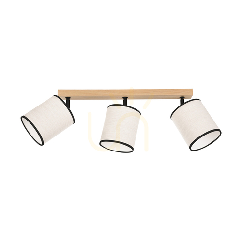 Verifica Lampa de tavan Dreva, stejar uleiat, abajur bej-negru, 3xE27, 67 cm