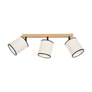 Lampa de tavan Dreva, stejar uleiat, abajur bej-negru, 3xE27, 67 cm small 0
