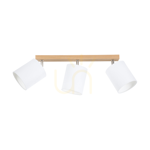 Verifica Lampa de tavan Dreva, stejar uleiat, abajur alb, 3xE27, 67 cm