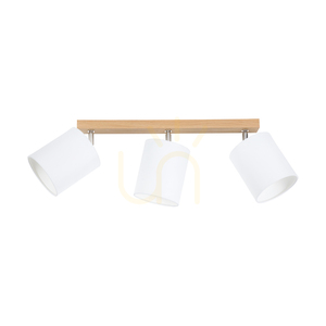 Lampa de tavan Dreva, stejar uleiat, abajur alb, 3xE27, 67 cm small 0