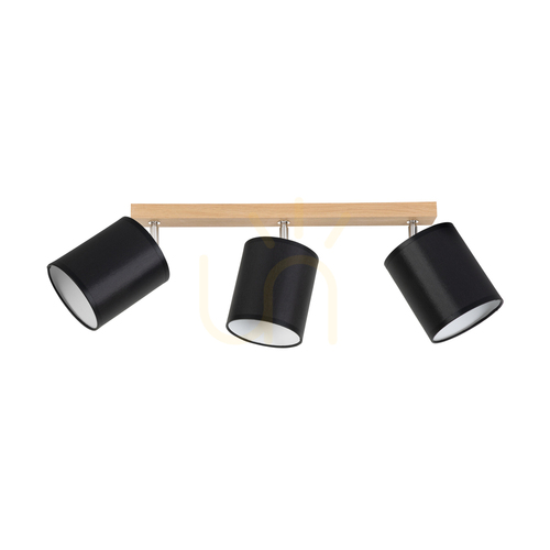Verifica Lampa de tavan Dreva, stejar uleiat, abajur negru, 3xE27, 67 cm