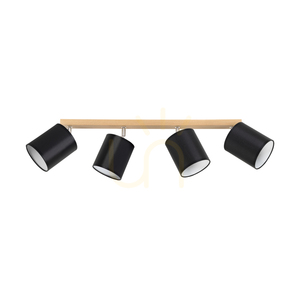 Lampa de tavan Dreva, stejar uleiat, abajur negru, 4xE27, 90 cm small 0