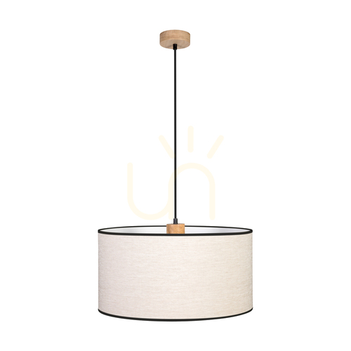 Verifica Lampa suspendată Dreva, stejar uleiat, abajur bej-negru, 1xE27, Ø50 cm