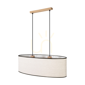 Lampa suspendată Dreva, stejar uleiat, abajur bej-negru, 2xE27, 80 cm 0 Lampa suspendată Dreva, stejar uleiat, abajur bej-negru, 2xE27, 80 cm small 0
