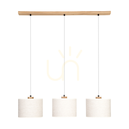 Verifica Lampa suspendată Dreva, stejar uleiat, abajur bej, 3xE27, 100 cm