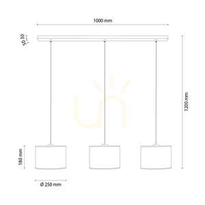 Lampa suspendată Dreva, stejar uleiat, abajur alb, 3xE27, 100 cm small 1