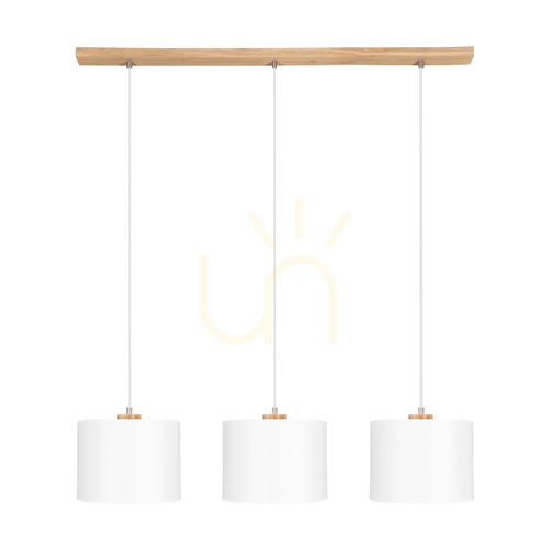 Verifica Lampa suspendată Dreva, stejar uleiat, abajur alb, 3xE27, 100 cm