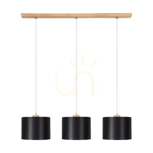Verifica Lampa suspendată Dreva, stejar uleiat, abajur negru, 3xE27, 100 cm
