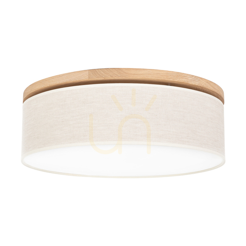 Verifica Lampa de tavan Ignis, stejar tratat cu ulei, abajur bej, 3xE27, Ø48 cm