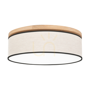 Lampa de tavan Ignis, stejar uleiat, abajur bej-negru, 3xE27, Ø48 cm small 0