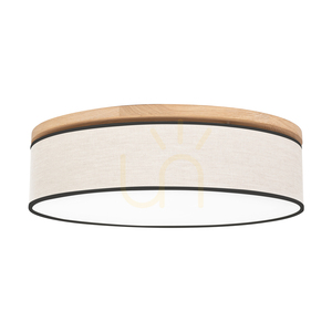 Lampa de tavan Ignis, stejar uleiat, abajur bej-negru, 4xE27, Ø58 cm small 0