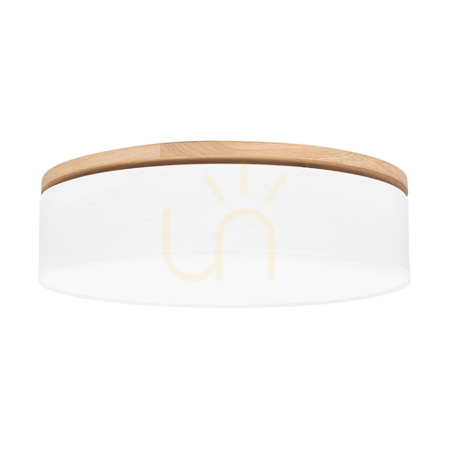 Verifica Lampa de tavan Ignis, stejar uleiat, abajur alb, 4xE27, Ø58 cm