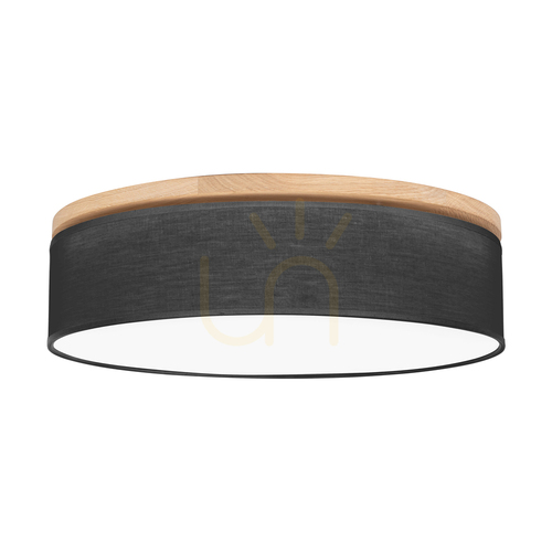 Verifica Lampa de tavan Ignis, stejar uleiat, abajur negru, 4xE27, Ø58 cm