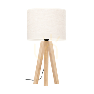 Lampa de masă Solea, stejar tratat cu ulei, abajur bej, 1xE27, Ø22 cm small 0