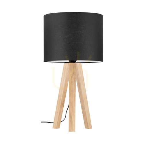 Verifica Lampa de masă Solea, stejar tratat cu ulei, abajur negru, 1xE27, Ø22 cm