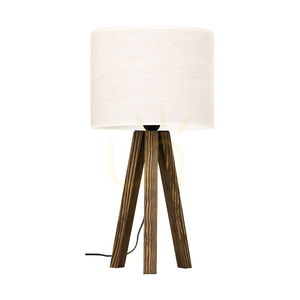 Lampa de masă Solea, lemn de nuc, abajur bej, 1xE27, Ø22 cm small 0