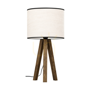 Lampa de masă Solea, lemn de nuc, abajur bej-negru, 1xE27, Ø22 cm small 0