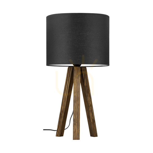 Verifica Lampa de masă Solea, lemn de nuc, abajur negru, 1xE27, Ø22 cm