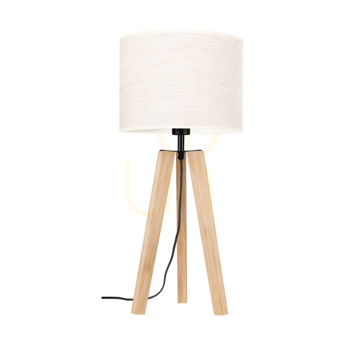 Verifica Lampa de masă Solea, stejar uleiat/negru, abajur bej, 1xE27, Ø30 cm