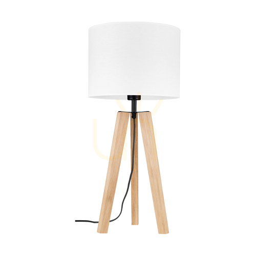 Verifica Lampa de masă Solea, stejar uleiat/negru, abajur alb, 1xE27, Ø30 cm