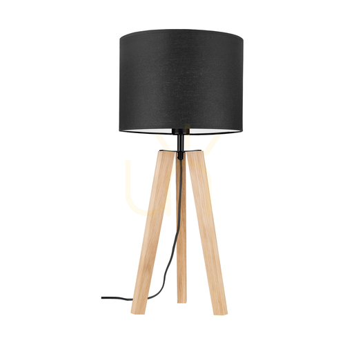 Verifica Lampa de masă Solea, stejar uleiat/negru, abajur negru, 1xE27, Ø30 cm