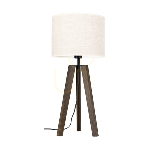 Verifica Lampa de masă Solea, nuc/negru cu abajur bej, 1xE27, Ø30 cm