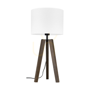 Lampa de masă Solea, nuc/negru, abajur alb, 1xE27, Ø30 cm small 0